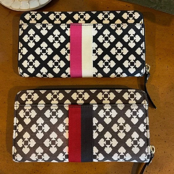 2 Pc Bundle Kate Spade Canvas along Zipper Wallet - Picture 2 of 7